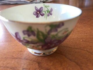 Vintage H&m Sutherland Bone China Egg Bowl Violets England Gold Trim