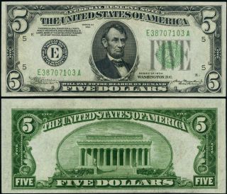 Fr.  1956 E $5 1934 Federal Reserve Note Mule Richmond E - A Block Au
