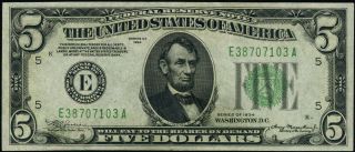 FR.  1956 E $5 1934 Federal Reserve Note Mule Richmond E - A Block AU 2