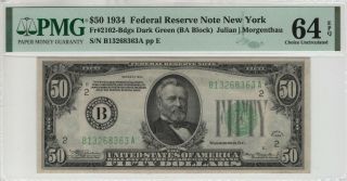 1934 $50 Federal Reserve Note York Fr.  2102 - Bdgs Pmg Choice Unc 64 Epq (363a