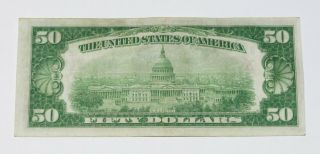 1934 $50 Fifty Dollars Federal Reserve Note,  Light Green Seal 2