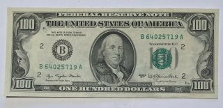 1977 $100 One Hundred Dollar Us Bill Note York Federal Reserve