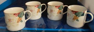 Set Of 4 Tienshan Magnolia Fine China Tea Cups Mugs