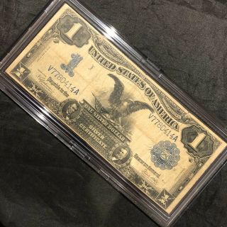 1899 Black Eagle Us $1 Dollar Bill Large Silver Certificate Blue Seal W 66g