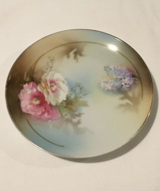 Lovely,  Vintage Rs Germany,  6 " Plate,  Floral,  Pink & White Camellia,  Blue Lilac