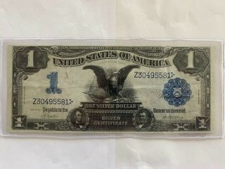 1899 $1 Black Eagle Large Size Silver Certificate Banknote Vf