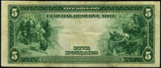 FR.  859 B $5 1914 Federal Reserve Note Cleveland VF,  Type B 3