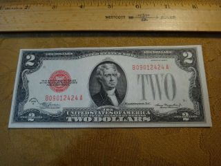 1928 - C United States Note Crisp Uncirculated Two Dollar $2 Bill Red Seal