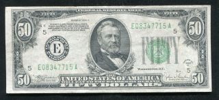 Fr.  2105 - E 1934 - C $50 Fifty Dollars Frn Federal Reserve Note Richmond,  Va Xf