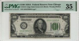 1928 A $100 Federal Reserve Note Chicago Fr.  2151 - Gdgs Pmg Choice Very Fine Vf 35