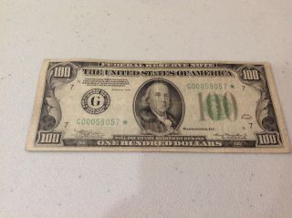 1934 $100 Federal Reserve Star Note,  Better Grade One Hundred Dollars Scarce B12