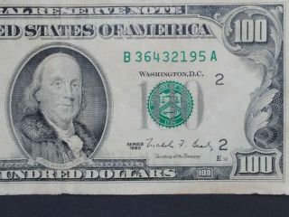 $100 Dollar Bill Series 1990 York Serial B36432195a (30 Years Old)