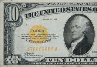 1928 $10 Gold Certificate | Scarce - Extra Fine - Woods/mellon 609a