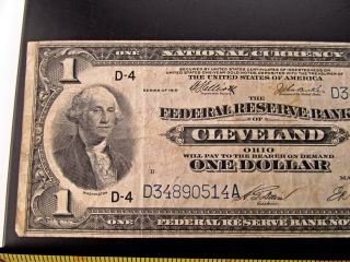 1914 US One Dollar Federal Reserve Note Bank Cleveland Ohio Blue Seal 2