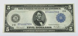1914 $5 Five Dollars Federal Reserve Large Note