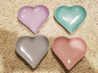 4 Vintage Schwarzenhammer Germany Pastel Heart Valentinetrinket Dish Trays