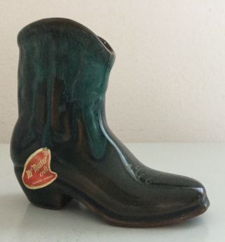 Vintage 70’s Mcmaster Craft Pottery Cowboy Boot Montreal Canada Souvenir Repaird