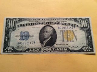 1934 A $10 North Africa Silver Certificate Yellow/ Gold Seal (162 - 360)