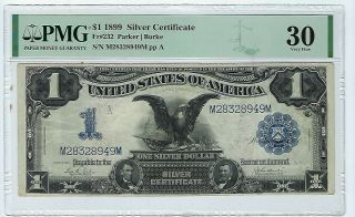 Fr 232 1899 $1 Silver Certificate Pmg 30 Small Tear Bottom Center Left