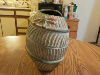 Large Stoneware Pottery Vase With Dragonfly Design 14 "