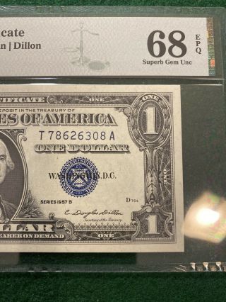 Fr 1621 1957b $1 Silver Certificate Ta Block Gem Unc Pmg 68ppq