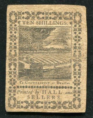 PA - 167 OCTOBER 1,  1773 10s TEN SHILLINGS PENNSYLVANIA COLONIAL CURRENCY NOTE (B) 2