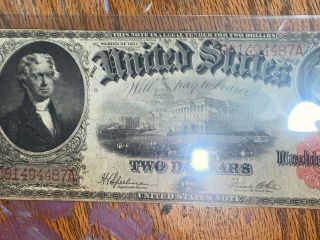 1917 Large Size Two Dollar $2 Red Seal United States Legal Tender Bank Note