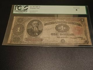 1891 $1 Treasury Note Pcgs Vg8