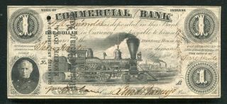 1858 $1 Commercial Exchange Bank Terre Haute,  In Obsolete Currency Note Au