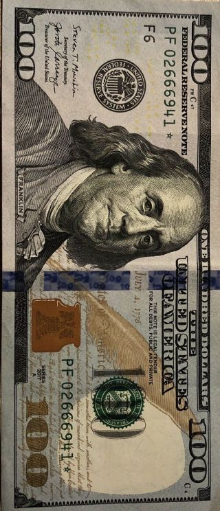 $100 Dollar Bill Star Note Series 2013 Good Shape