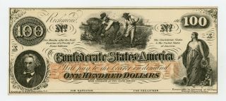 1862 Ct - 41/316a $100 The Confederate States Of America (ctft. ) Note Ch.  Au