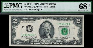 Fr 1935 - L 1976 $2 San Francisco Frn Star Pmg 68 Epq Gem