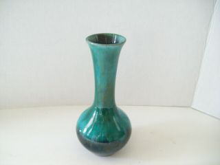 Vintage Blue Mountain Pottery Canada 8 " Bud Vase Green Black Blue Drip Glazed