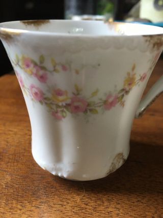 Theodore Haviland Limoges France Tea Cup Gold Pink Roses Floral Porcelain