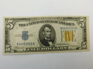 1934 A $5.  00 United States Silver Certificate North African Crisp