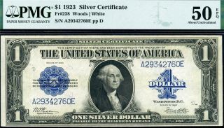 Hgr Saturday 1923 $1 Silver Certificate ( (rarer Woods/white))  Pmg Au - 50epq