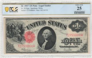 Fr 39,  $1.  00,  Us Legal Tender,  Pcgs 25,  Very Fine,  Red Seal,  Encryption