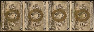 4 Pc Strip Of 5 Cent Fractional Currency Notes 1863 1867 Paper Money Fr 1233