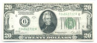 Fr.  2051 $20 1928 A Federal Reserve Choice Almost Uncirculated Au,  Note