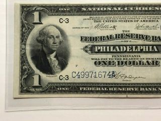 1914 US ONE 1 DOLLAR FEDERAL RESERVE NOTE BANK OF PHILADELPHIA PA BLUE SEAL 3