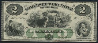 $2 1862 Series The Somerset & Worcester Savings Bank Bt8804