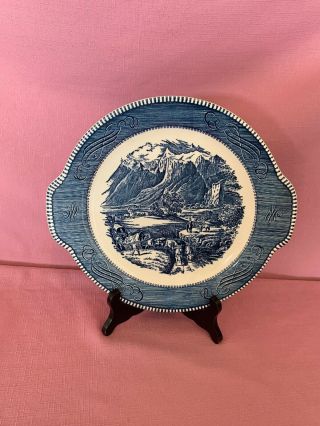 Currier And Ives Tab Handle Cake Plate Platter Rocky Mountains " Royal China Ad