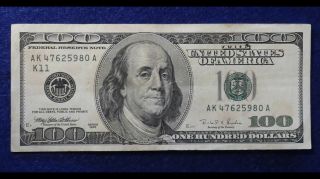 1996 Ak 47 $100 One Hundred Dollar Bill Dallas Federal Reserve Note 4