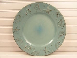 Cape Cod By Thomson Dinner Plate All Rustic Blue Embossed Shells L61