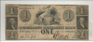 1861 The Merchants And Mechanics Bank,  Wheeling,  Va,  (west Virginia) F Grade