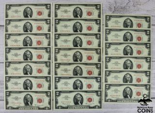X 20: 1953 Series B,  C & 1963 U.  S.  $2 Red Seal Notes W/consecutive Serial 