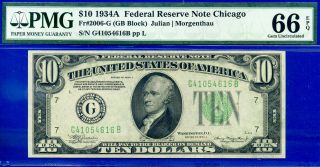 Fr - 2006 - G 1934 - A $10 Frn ( (chicago))  Pmg Gem 66epq G41054616b.