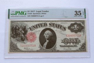 1917 $1 Red Seal Legal Tender Note Fr.  39 - Certified Pmg Very Fine Vf 35epq C2c