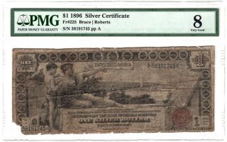 1896 $1 Educational Silver Certificate Pmg Vg - 8.  Fr 225.  Y00007426