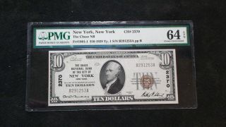 1929 Ten Dollar National Bank Note Pmg Cu64 Epq Ty1 $10 Bill Ch 2370 York
